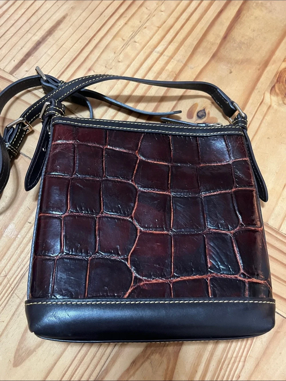 Dooney & Bourke Croc-Embossed Crossbody Bag in Brown